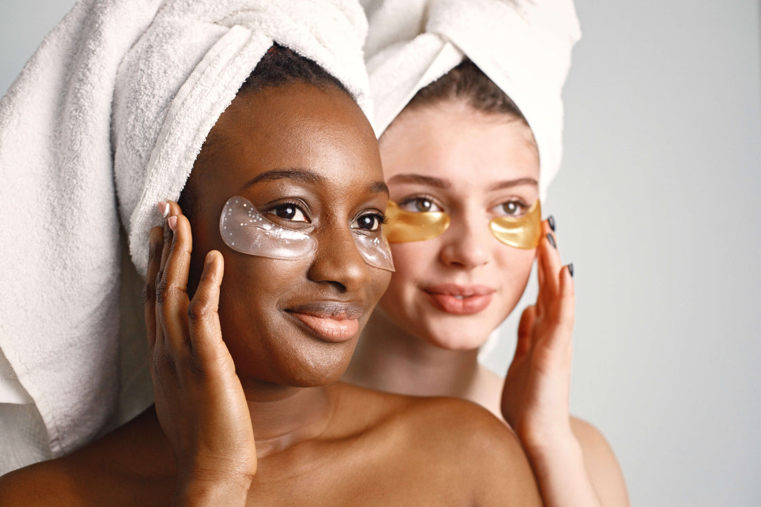 Routine dermocosmétique visage avec patchs contour des yeux et soin de la peau